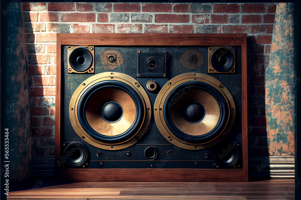 Stockillustratie Vintage Speakers on the Wall | Adobe Stock